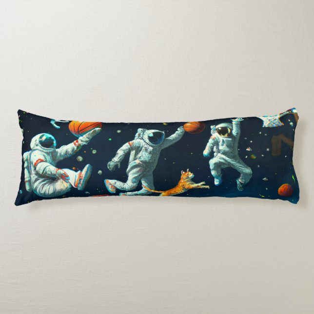 Cats Playing Basketball in Space with Astronauts Body Cushion (Front)