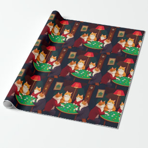 Cats Playing Cards Poker Cute Cat Gambling Felines Wrapping Paper