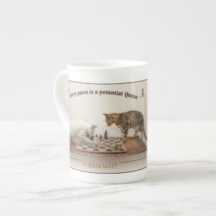 Cats Playing Chess on a China Mug