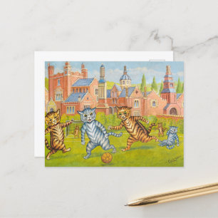 Cats Playing Football by Louis Wain Holiday Postcard