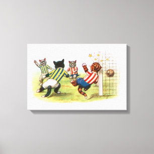 Cats playing football canvas print