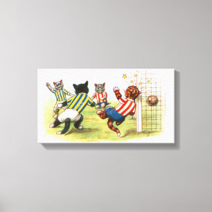 Cats playing football canvas print