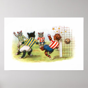 Cats playing football poster