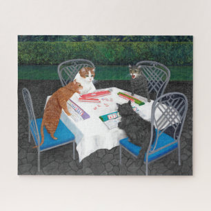 Cats Playing Mahjong Jigsaw Puzzle