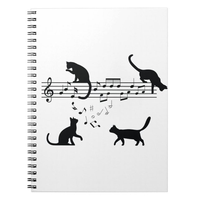 Cats Playing Music Notes Notebook (Front)