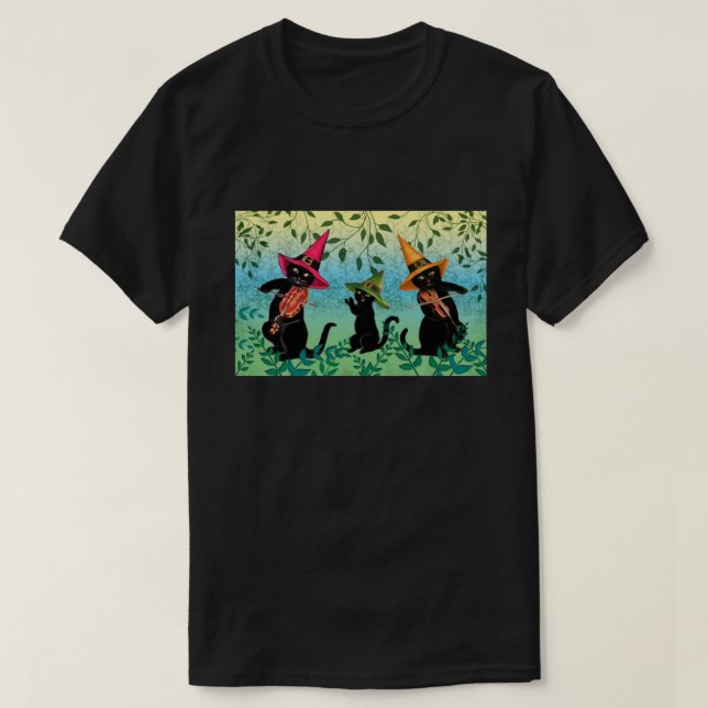 Cats Playing Music T-shirt (Design Front)