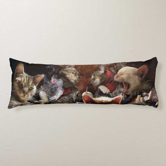 Cats playing poker  body cushion (Front)