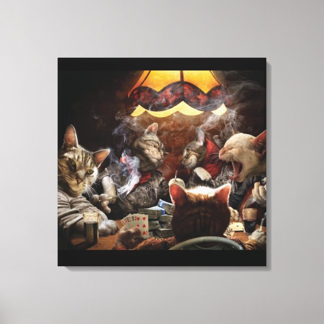 Cats playing poker   canvas print (Front)