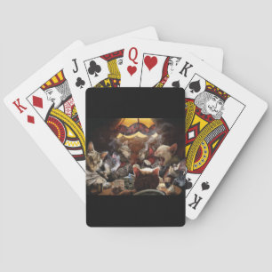 Cats playing poker cards