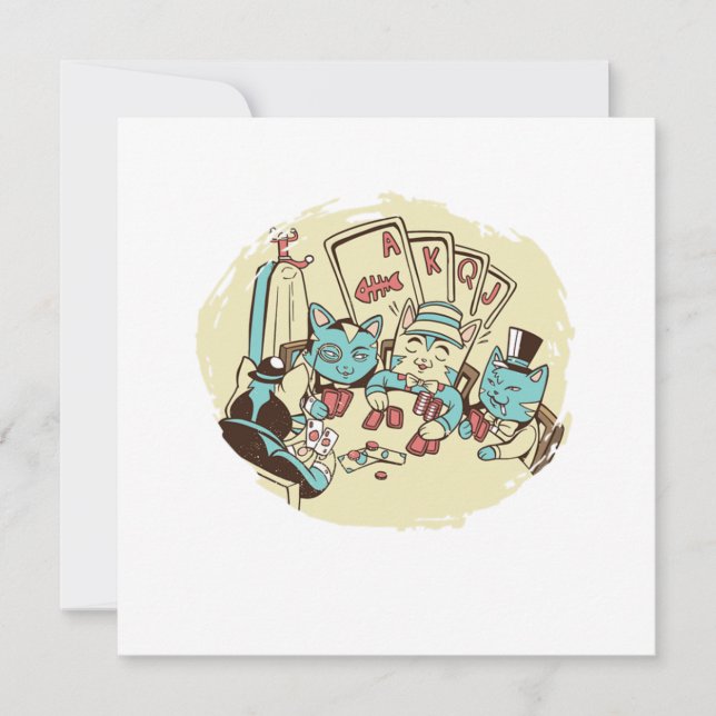 Cats Playing Poker Cards Casino Gambling Gift (Front)