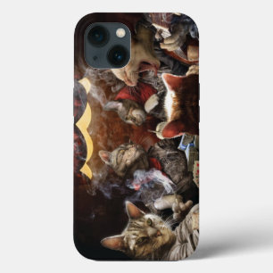 Cats playing poker iPhone 13 case