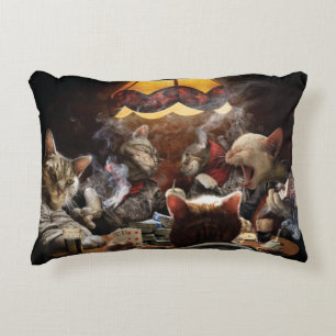Cats playing poker decorative cushion