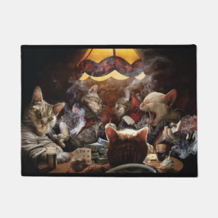Cats playing poker doormat