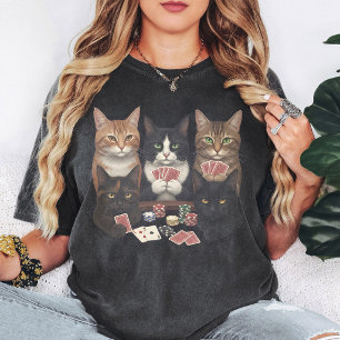 Cats Playing Poker Funny Art Gift T-Shirt