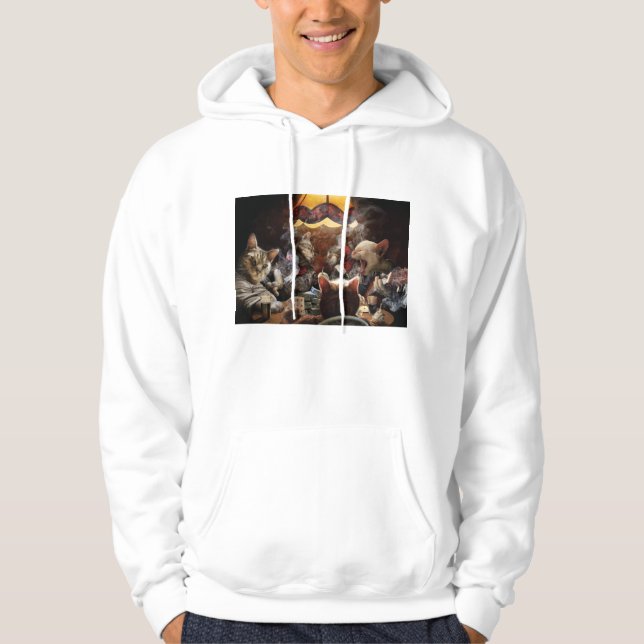 Cats playing poker hoodie (Front)