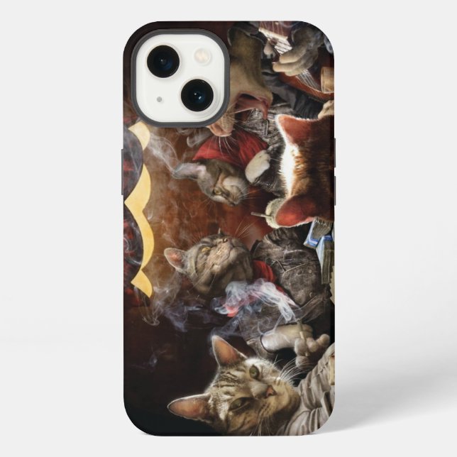 Cats playing poker   iPhone case (Back)