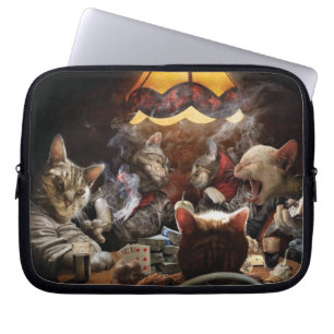 Cats playing poker laptop sleeve