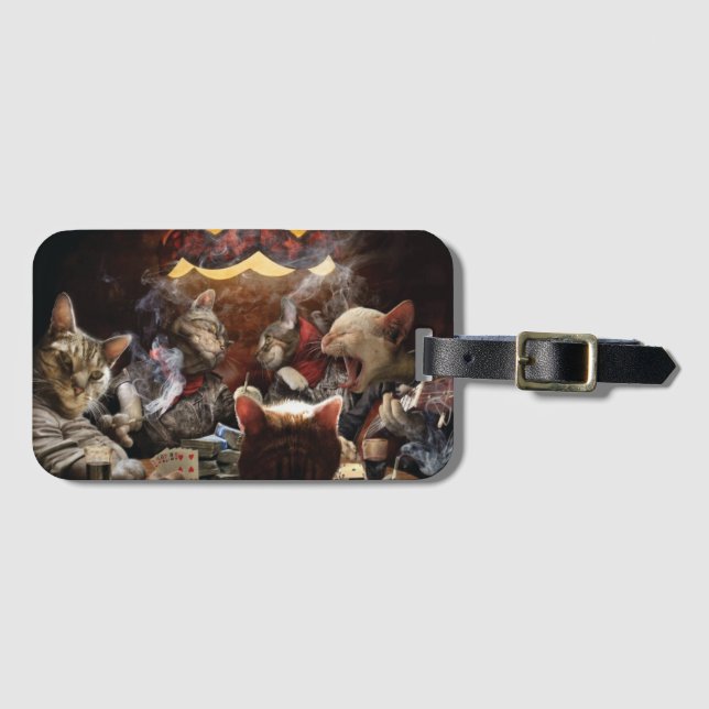 Cats playing poker  luggage tag (Front Horizontal)