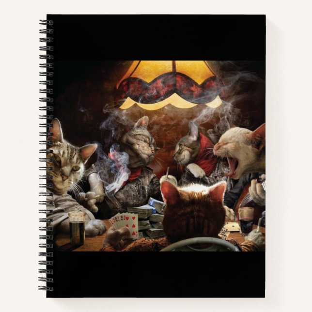 Cats playing poker   notebook (Front)