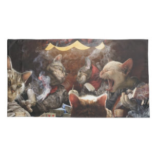 Cats playing poker pillowcase