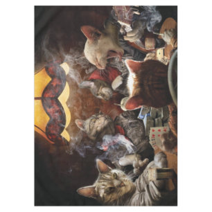Cats playing poker  tablecloth