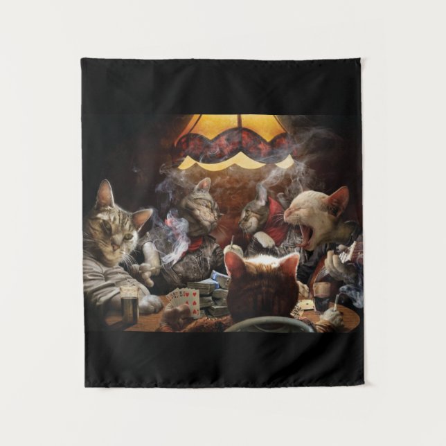 Cats playing poker tapestry (Front)
