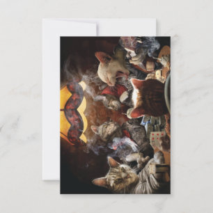 Cats playing poker  thank you card