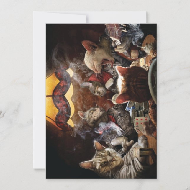 Cats playing poker thank you card (Front)