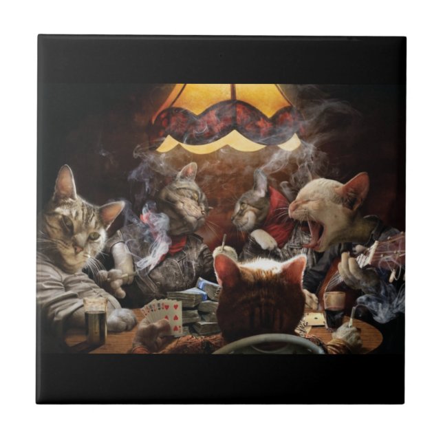 Cats playing poker   tile (Front)