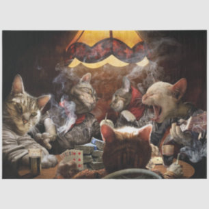 Cats playing poker  tissue paper