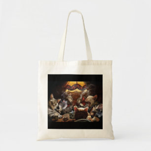 Cats playing poker tote bag