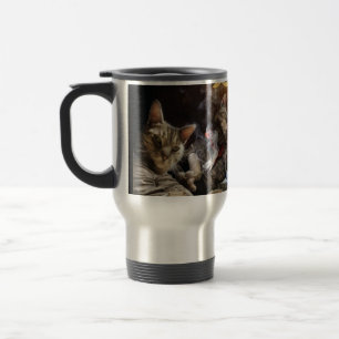 Cats playing poker   travel mug