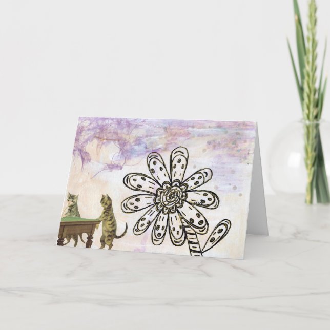 Cats Playing Pool Card (Front)