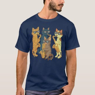 Cats Playing Saophone Saophonist Jazz Player Music T-Shirt