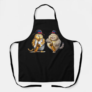 Cats Playing Saxophone Jazz Sax Musician Saxophoni Apron