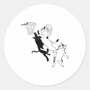 Cats Playing Sketll  Classic Round Sticker