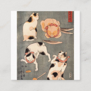 Cats Playing Utagawa Kuniyoshi Square Business Card