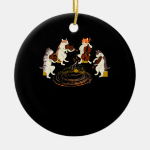 Cats Playing Violin Cello Music Cat Lover Ceramic Tree Decoration