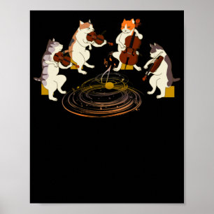 Cats Playing Violin Cello Music Cat Lover Poster