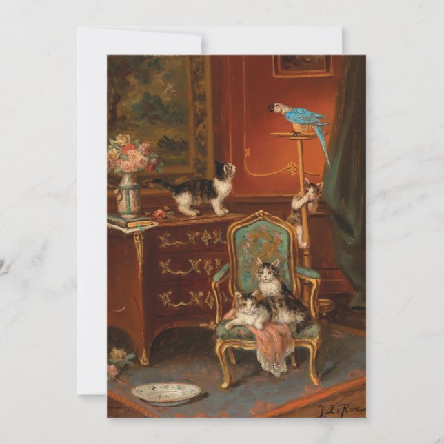 Cats Playing with a Parrot | Jules Le Roy (Front)