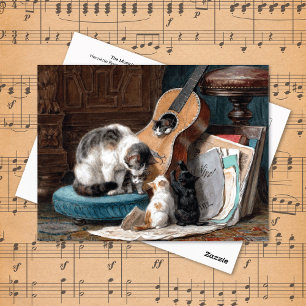 Cats Playing with Guitar Henriëtte Ronner-Knip Postcard