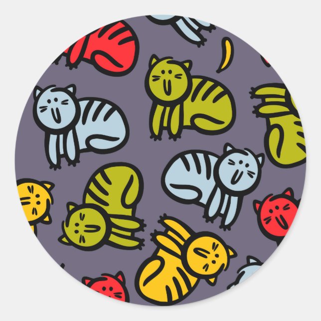 Cats plus bananas classic round sticker (Front)