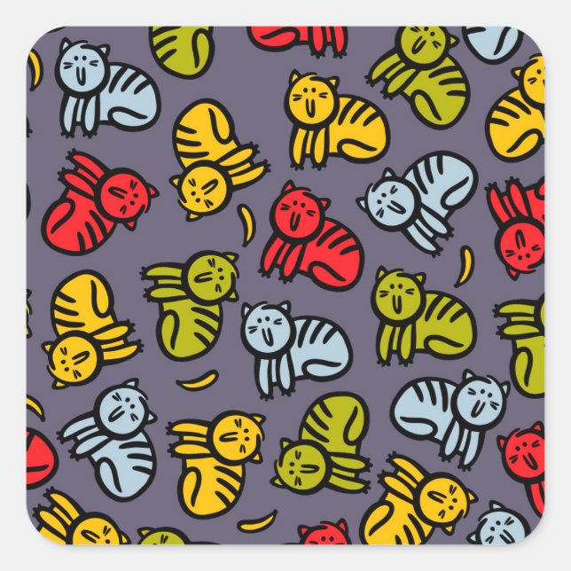 Cats plus bananas square sticker (Front)