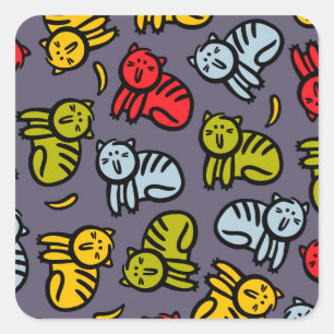 Cats plus bananas square sticker