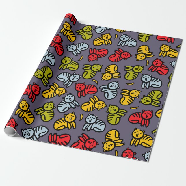 Cats plus bananas wrapping paper (Unrolled)