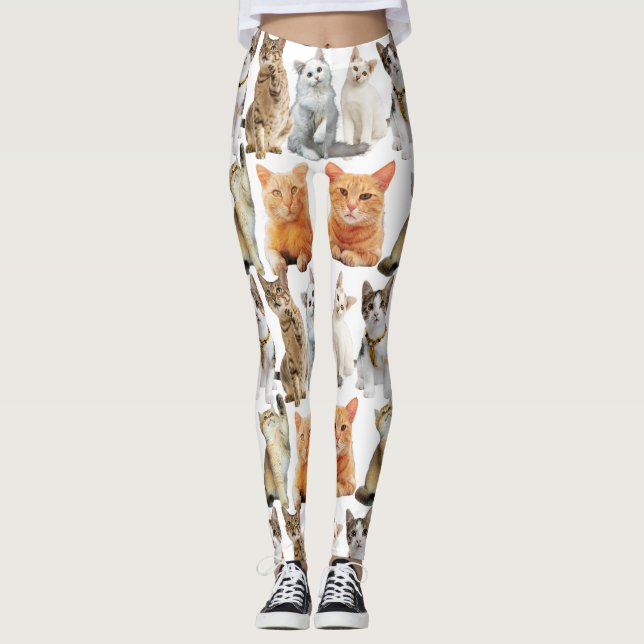 Cats print pattern 01x4 leggings (Front)