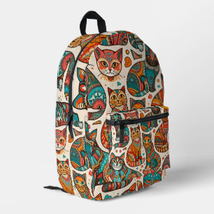 cats printed backpack