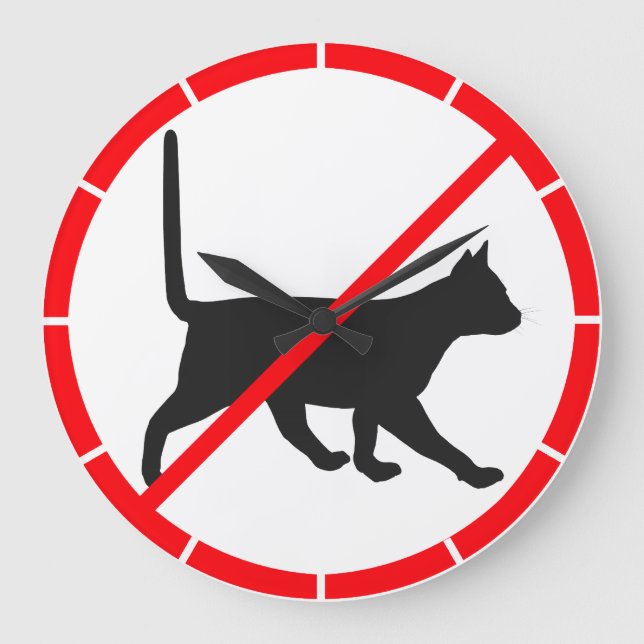 Cats Prohibited! Large Clock (Front)