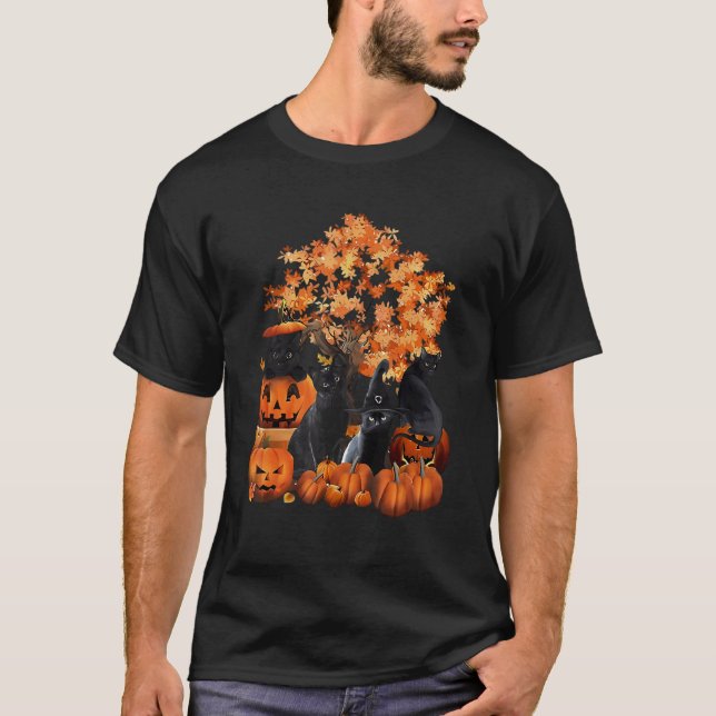 Cats Pumpkin Halloween T-Shirt (Front)