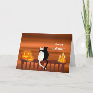 Cats Pumpkins Candles Halloween Card